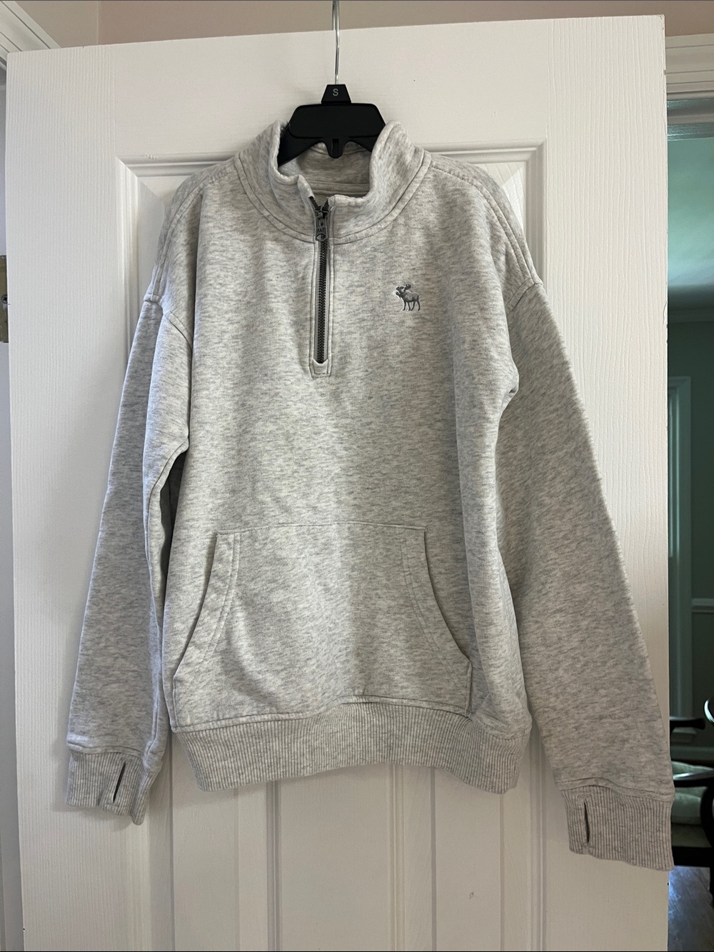 Abercrombie & Fitch Kids Heather Light Gray Half-Zip Pullover